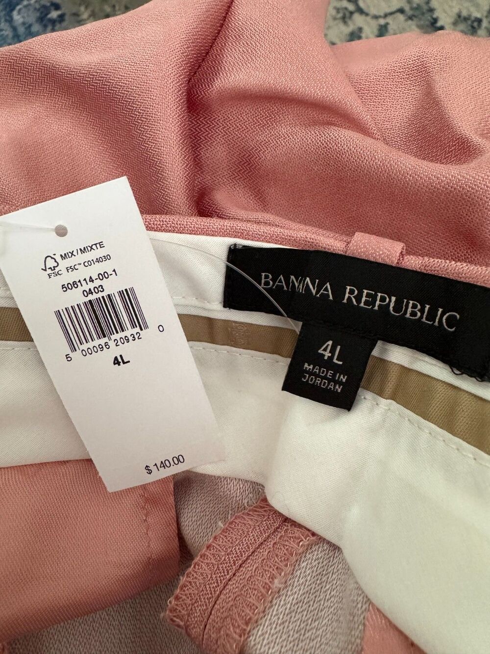 NWT Banana Republic Sz 4L Satin Tapered Pants Pleated Ankle Pink ECOVERO Dressy - Picture 9 of 9